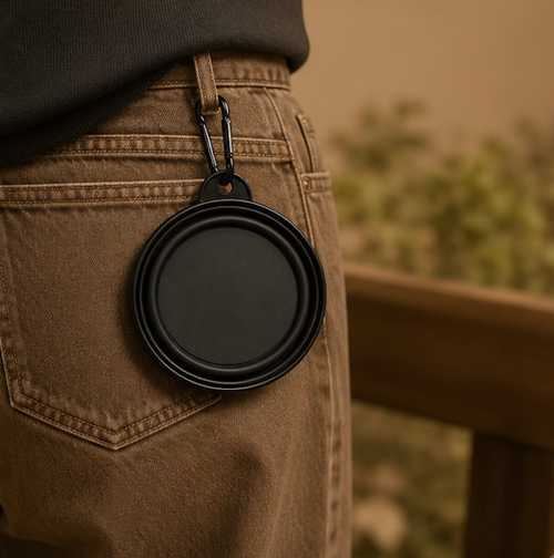 PluffCup travel bottle with built-in food compartment open view