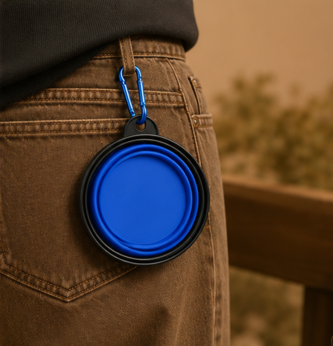 PluffCup 650 ml foldable silicone bowl popped up for use